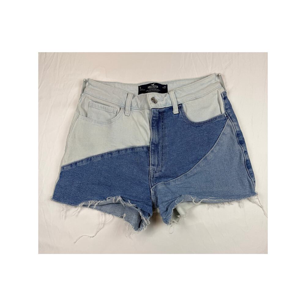 Hollister Ultra High-Rise Mom Patchwork Denim Shorts Sz 27